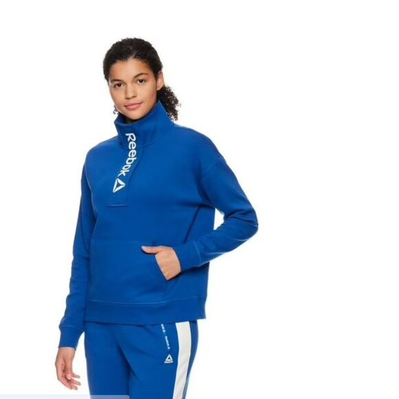 Reebok Womens Classic 1/2 Zip Pullover Top MONACO BLUE Woman's XS - Picture 1 of 7